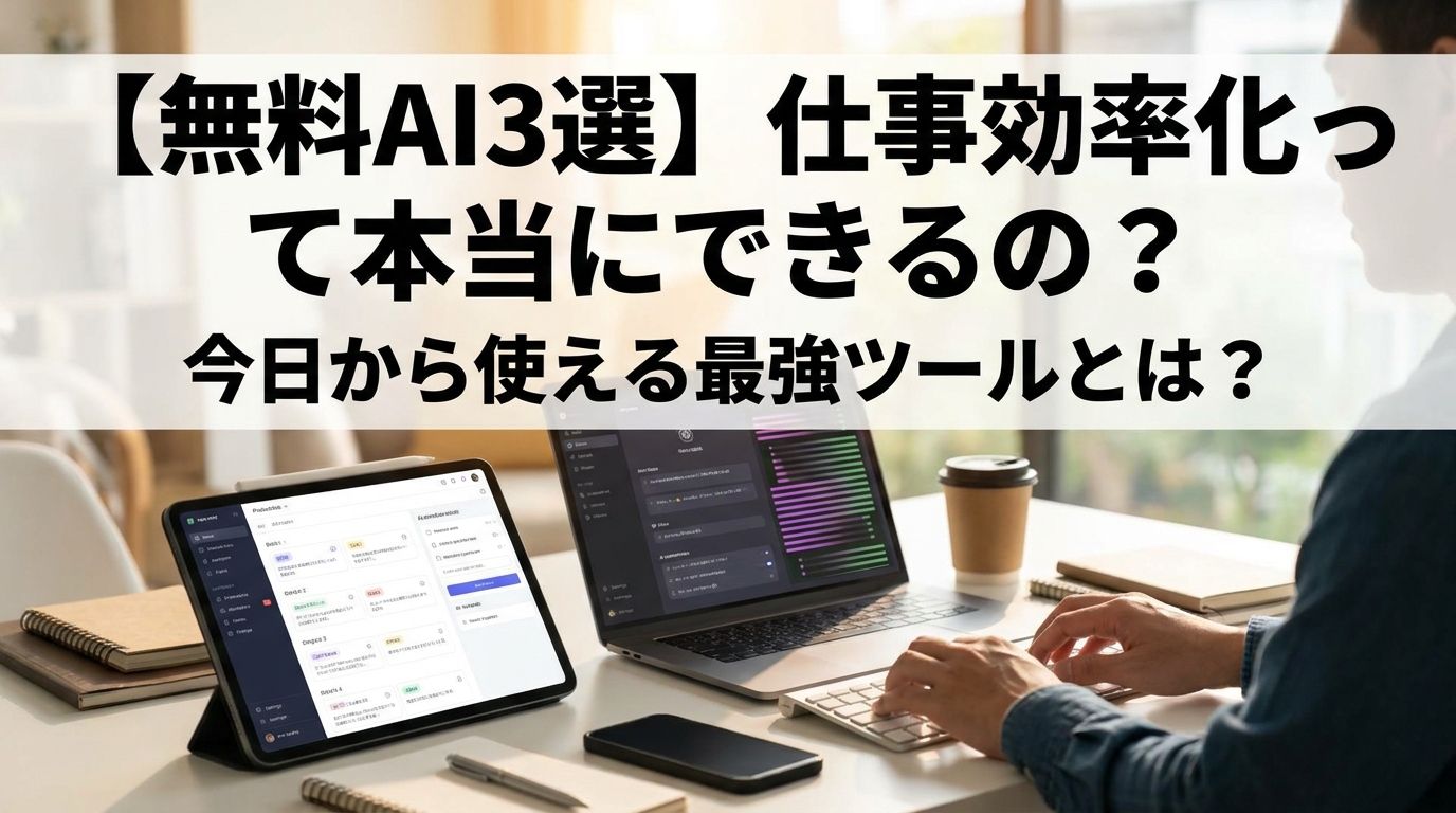 【無料AI3選】仕事効率化って本当にできるの？今日から使える最強ツールとは？