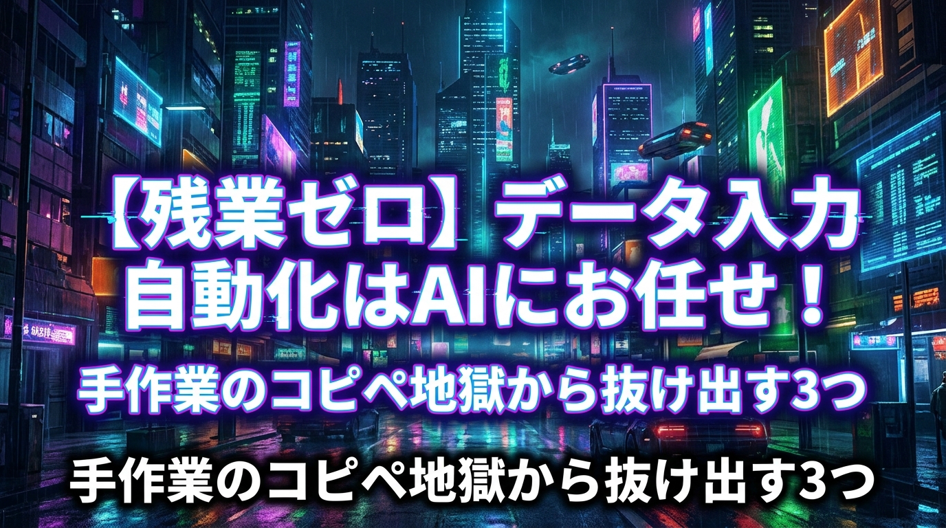 【残業ゼロ】データ入力 自動化はAIにお任せ！手作業のコピペ地獄から抜け出す3つの方法